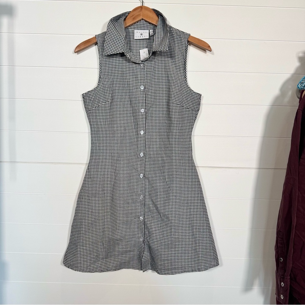 NWT Daisy Street Elegant Monochrome Checkered Button Down Mini Dress Medium